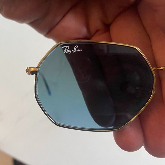 Ray-Ban Blue & Arista Gold Octagonal Classic Sunglasses - Picture 4 of 7